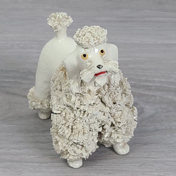 Vintage White Porcelain Spaghetti Poodle Dog Standing Figurine - Picture 3 of 8